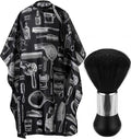 Professional Hair Cutting Cape with Neck Duster Brush, Salon Barber Cape, Hairdressing Accessories Floral Print