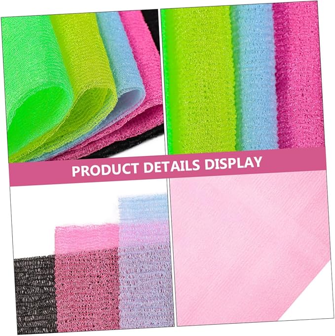 5pcs Exfoliating Back Scrubber Strap Body Washer for Shower Cleaning for Smooth Skin and Personal Care