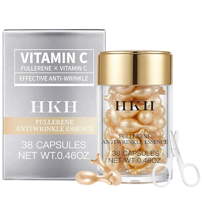 HKH Vitamin C Super Serum for Face - Anti Aging Skincare Vitamin E Facial Serum Capsules with Niacinamide - Vit C Serum Oil for Women - Moisturise & Even Skin Tone - Travel Friendly (38 Capsules)