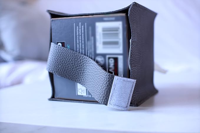 Tissue Box Cover Holder, Square with Bottom Belt by Carrot's Den - PU Leather Decorative Organizer for Tabletop, Bathroom, Car, Office | Camel