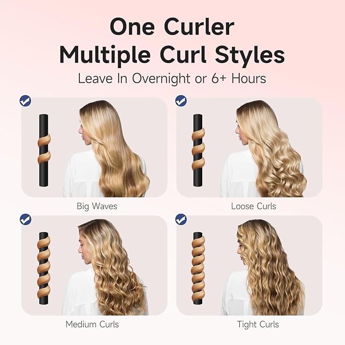 Umisleep 22 Momme Mulberry Silk Heatless Curls Overnight, Heatless Hair Curler to Sleep In, for Women Long Hair, Hair Care Roller Gift Set, Upgraded Soft with Clips & Scrunchies, Black