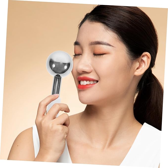 2pcs Facial Ice Globes Massager Stainless Steel Cooling Balls for Eye and Face Care Enhance Absorption Promote Circulation Portable Skincare Tool