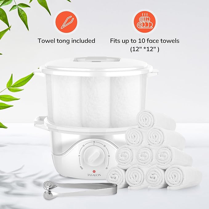 TASALON White Hot Towel Steamer for Facials, 5-Min Quick Heating Towel Warmer Machine, Portable Spa Salon Equipment with Aromatherapy for Massage