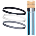 Tough Headwear Thin Elastic, Sports for Women & Men, Workout, Running, Soccer and Mens Headband - 3-Pack | Black, Gray and White