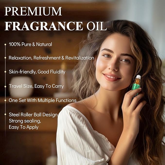 Essential Oils Roll On Set (Pack of 8) 8 Scent, Self Care Gifts for Women, Essential Oil Roller Set, Natural Aromatherapy Roll Oil Blends for Skin, Relaxing & Birthday Gifts for Wife, Mom & Girlfriend