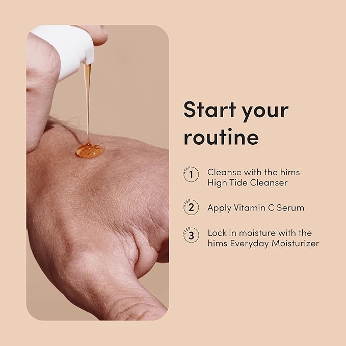 hims Vitamin C Serum - Vitamin C, Hyaluronic Acid, & Orange Peel Extract - Brightening Serum for Men - Softens Skin & Reduces Appearance of Wrinkles - Paraben-Free, Vegan Formula - 1 Fl Oz
