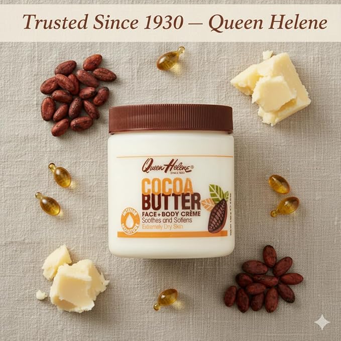 Queen Helene Cocoa Butter Creme – Extra Rich Moisturizing Cream that Softens, Nourishes & Restores Dry Skin Comfort | 15 oz | Pack of 4