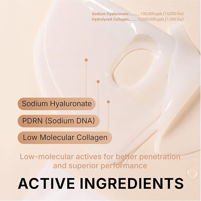 Bio Collagen Face Mask with PDRN and Hyaluronic Acid - Hydrogel Collagen Mask Overnight - Deep Hydrating, Glass Skin, Firming & Rejuvenating Skincare| 1.41oz(40g) x 4ea
