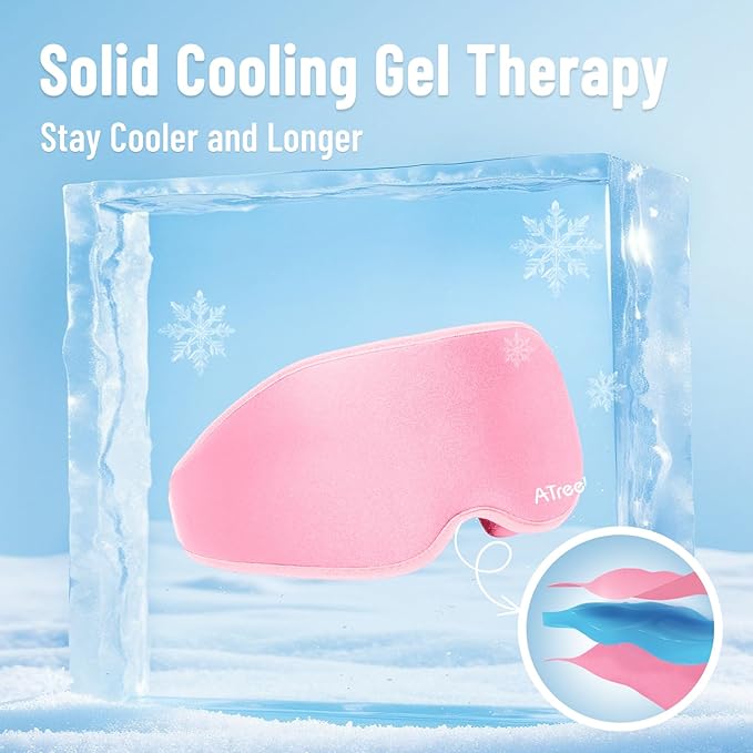 Cooling Eye Mask, Cold Eye Mask for Puffiness, Reusable Ice Eye Masks for Dark Circles, Puffy Eyes, Relieve Migraines and Headaches with Gel Eye Masks Therapy, Long-Lasting Comfort (Pink of 3D)