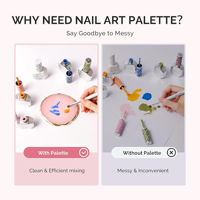 MelodySusie 1PC Round Shape Resin Nail Art Palette, Professional Color Mixing Board for Gel Polish, Acrylics, Pigment Blending, Salon and DIY Makeup Artist Tool, Pink