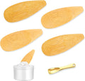 Multi-functional Applicators Set of 4 Pcs Natural Wooden Deodorant Cream Applicators and 1 Mini Cosmetic Spoon, Cream Spatulas Kit for Natural Deodorant, Cream, Facial Mud, Cosmetic Mask, Facial Clay