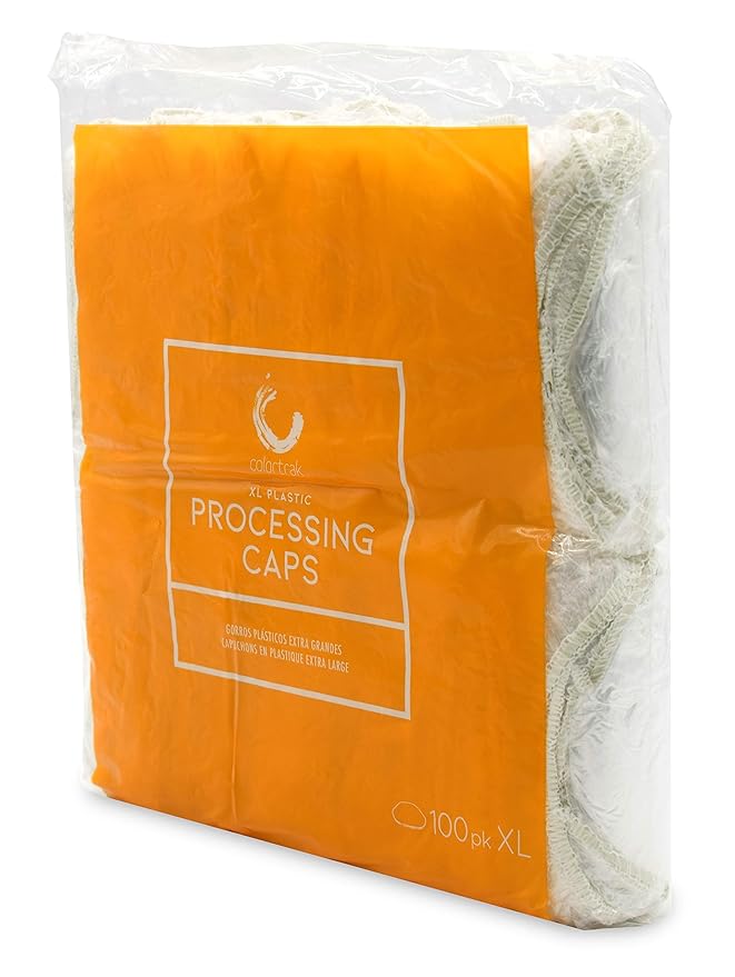 Colortrak Professional Bouffant Processing Caps, Single Use, Contain Hair During Perms, Conditioners, Relaxers, and Coloring, Extra Large, Clear Plastic, Usable as Shower Cap, 100 Per Pack