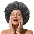 DONNA Super Jumbo Shower Cap – Comfortable Elastic Band, 100% Waterproof Hair Cap for Long Hair, Braids & Thick Styles, Reusable Big Shower Cap for Women, Keeps Hair Dry & Protected, Black