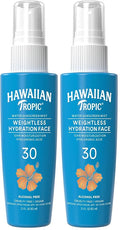 Hawaiian Tropic Weightless Hydration Water Mist for Face SPF 30, 2.1Fl Oz, Travel Size SPF Face Hydrating Spray, Non-Comedogenic Sunscreen Facial Mist, Non-Aerosol Sunscreen Spray, 2.1Fl Oz(Pack of 2)