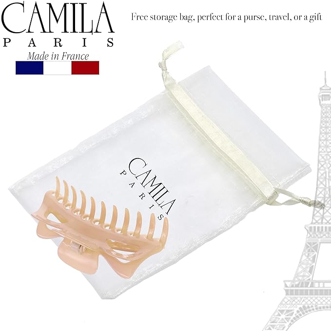 Camila Paris CP2887 French Large Hair Clips for Women Thick Hair for Long Curly Wavy Hair, Girls Hair Claw Clip, Durable Styling Big Claw Clip for Thick Hair, Strong Hold No Slip Grip, Made in France