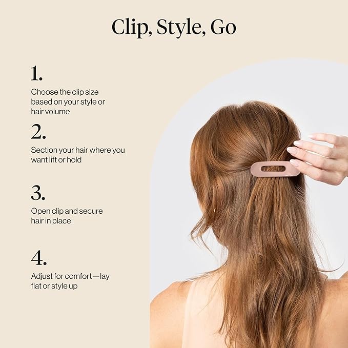 Kitsch Flat Claw Clips for Women - Strong Grip, Comfortable Design | Durable Plastic, Glossy Finish | Lay Down Claw Clip | For All Hair Types | Ideal Gifts for Women - Terracotta, 3pcs
