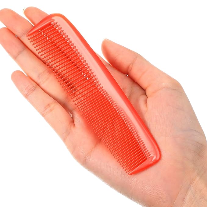 Leinuosen 12 Pieces Hair Combs Set Pocket Plastic Fine Tooth Dressing Comb for Women and Men, Peines Para Cabello(Red)