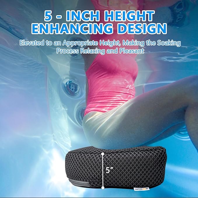 REEZEIVI Hot Tub Booster Seat for Adults,5 Inch Thick SPA Cushion,Weighted Hot Tub Cushion with Non-Slip Bottom,Quick Dry Spa seat,Washable 3D Mesh,Inflatable Hot Tub,Pool, Bathtub(Grey Green)