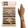 10 PCS Boho Hair Ties - No-Damage, 5 Styles for Thick & Thin Hair, Cute Stretch Bracelets, Braided Ponytail Holders, Grey