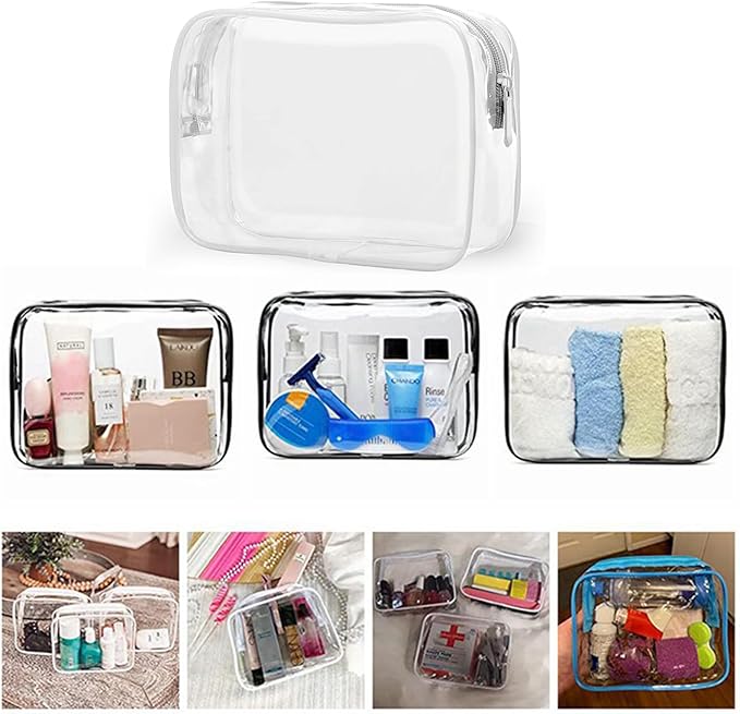 6 Packs Clear Cosmetics Bags for Women Men Waterproof Toiletry Bags PVC Makeup Bags Organizer Case with Zipper for Travel Bathroom (6 Mixed Colors)