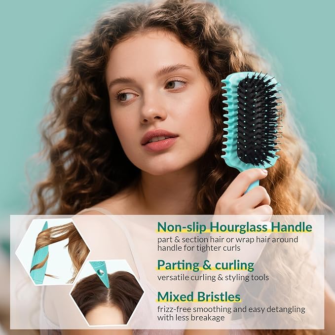 Curl Defining Brush, Curly Hair Brush Products for Effortlessly Detangling Shaping and Styling Women's Men's Curls on All Wet or Dry Hair Types, Reduces Frizz