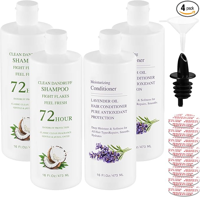 Leak-Proof Empty Shampoo Containers Bottles for Cruise: 64oz | Reusable Plastic Travel Bottles Funnels for Cruise Ships,Travel,Events, Concerts, Beach