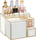 Tempered Glass Face Towel Holder with 3 Drawers, Bathroom Vanity Organizer for Disposable Face Towels, Cotton Pads, Swabs and Skincare Tools