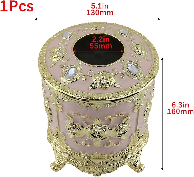 Geesatis Tissue Box Cover, Cylindrical Tissue Box Holder, Napkin Facial Tissues Holder for Bathroom Toilet Bedroom Living Room Table Desk Office Dresser, 1Pcs Pink 6''x6.3''