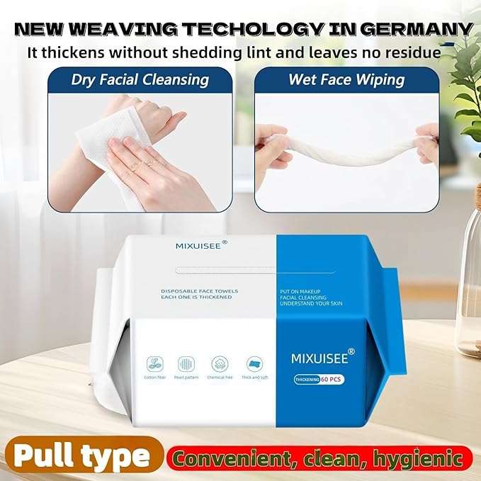 MIXUISEE◆thick and soft Face Towels.Disposable face towel.100% Cotton facial cloths.Super thick 130%. Suitable for makeup removal and cleansing.and applicable to sensitive skin.(180 pieces)