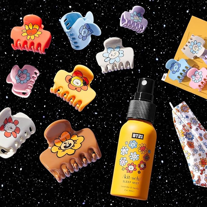 Kitsch BT21 Recycled Plastic Puffy Medium Hair Clips for Women, Medium Claw Clip for Thin & Thick Hair | Ideal Gifts for Women - KOYA, 1pc