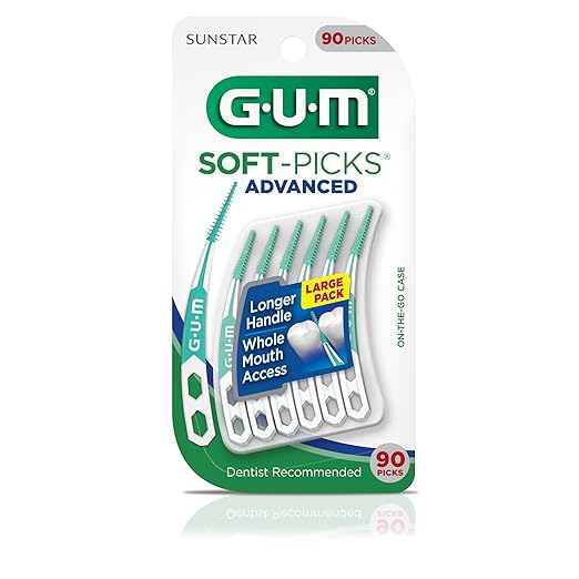 GUM Soft-Picks Advanced, Dental Picks for Teeth Cleaning and Gum Health, Disposable Interdental Brushes with Convenient Carry Case, Dentist Recommended Dental Picks, 90 Count (Pack of 3) 270 Total
