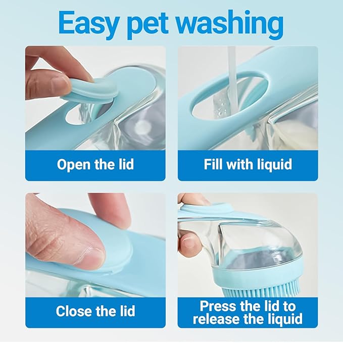 Pet Bath Brush, 2Pcs Dog Bath Brush 2 in 1 Dog Shampoo Brush with Built-in Soap Dispenser for Showering Long Short Haired Dogs Cats
