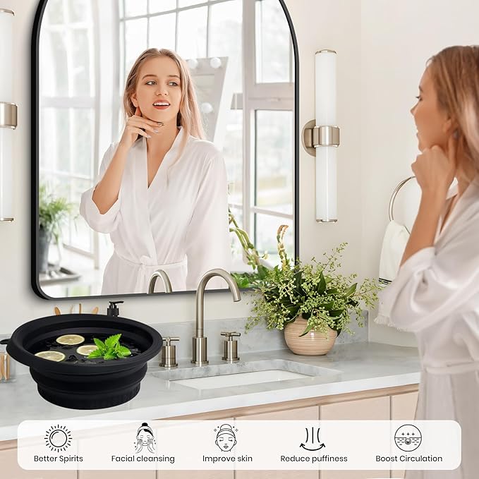Ice Bowl for Face with Built-in Ice Tray, Foldable Silicone Face Bowl for Ice, Facial Ice Bath Bowl, Skin Tightening & Acne Relief, Portable Ice Face Bowl for Home Travel - Green