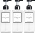YACAYACE 16.9oz Clear Shampoo and Conditioner Dispenser Set, Refillable Pump Soap Bottles for Shower