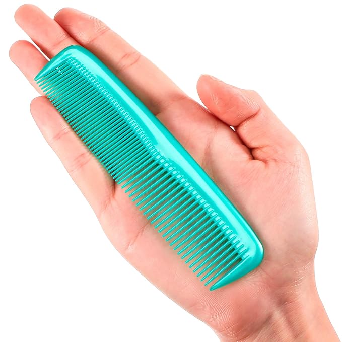 Leinuosen 12 Pieces Hair Combs Set Pocket Plastic Fine Tooth Dressing Comb for Women and Men, Peines Para Cabello(Cyan-blue)