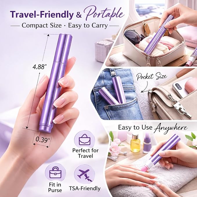 2PC 3-in-1 cuticle oil pen with ceramic tip, used for treating dry and damaged nails, and removing cuticles, Nail Care Pens for Manicure & Pedicure, Professional Salon Tools