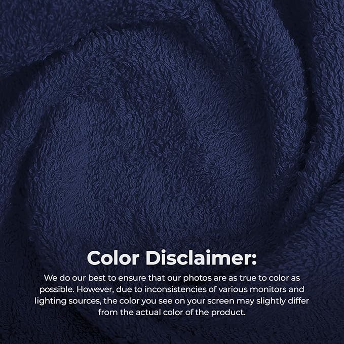 Avalon Towels Salon Towel - Navy Blue Hand Towels Bulk Pack of 24 - 100% Cotton Absorbent Spa, Facial & Gym Towel for Working Out - 16x27 Inches (Not Bleach Proof)