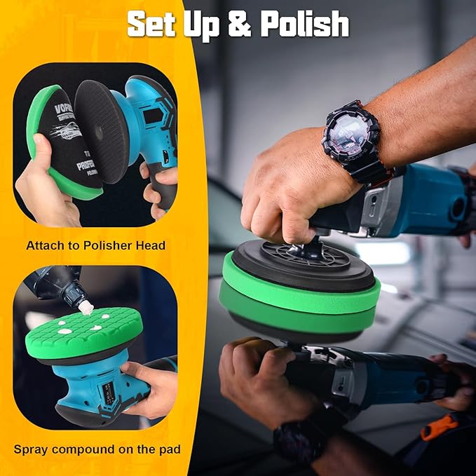 6 PCS Buffing Polishing Pads, 7 Inch Buffing Pads Compound Buffing Sponge Pads Polishing Pad Kit Buffing Pads, Car Professional Set for Buffing, Waxing, Sealing Glaze