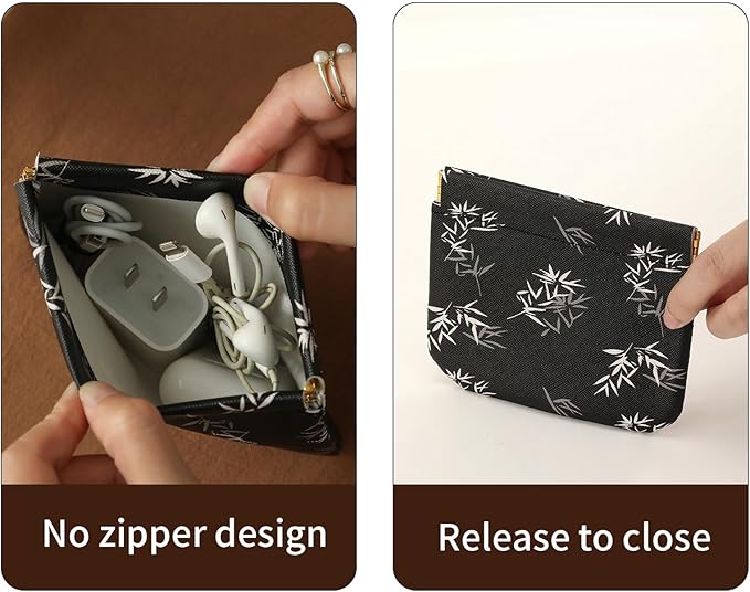 RIGHT AWAY 3 PCS Small Makeup Bag for Purse,Mini Cosmetic Organizer Make Up Bag for Women,Squeeze Coin Purse Pouch,Portable Tiny Makeup Pouches for Cosmetic Accessories,Lipstick, Jewelry, Card, Coins