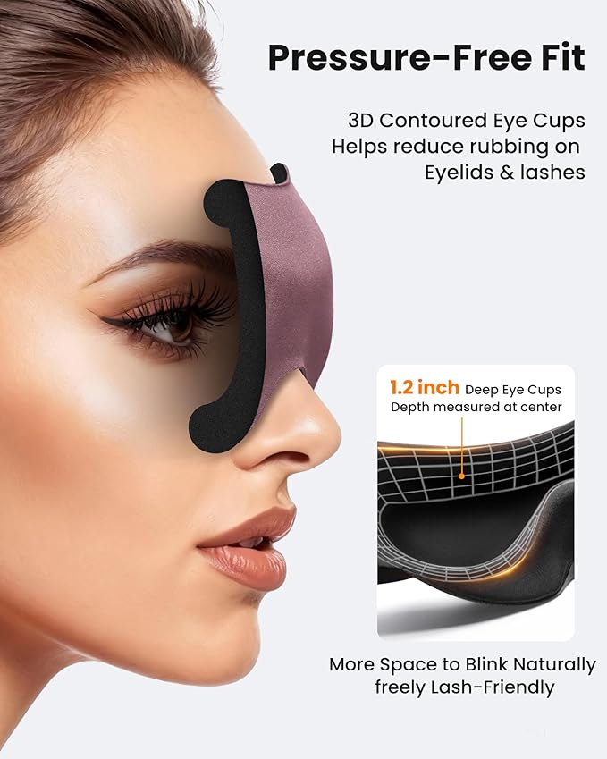 Sleep Masks for Women Men 3 Pack: Zero Eye Pressure Airplane Travel Essentials - 100% Blackout Eye Masks for Sleeping - Side Sleep Comfort Cover for Lash Extensions