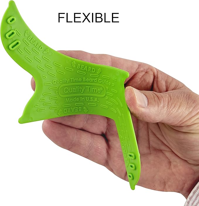 Quality Time Beard Shaping Tool Guide; Flexible Beard Guard, Do-it-Yourself, Innovative Design Template, Haircut Trimming Stencil - Beard Lineup Shaving Guide, Made in USA