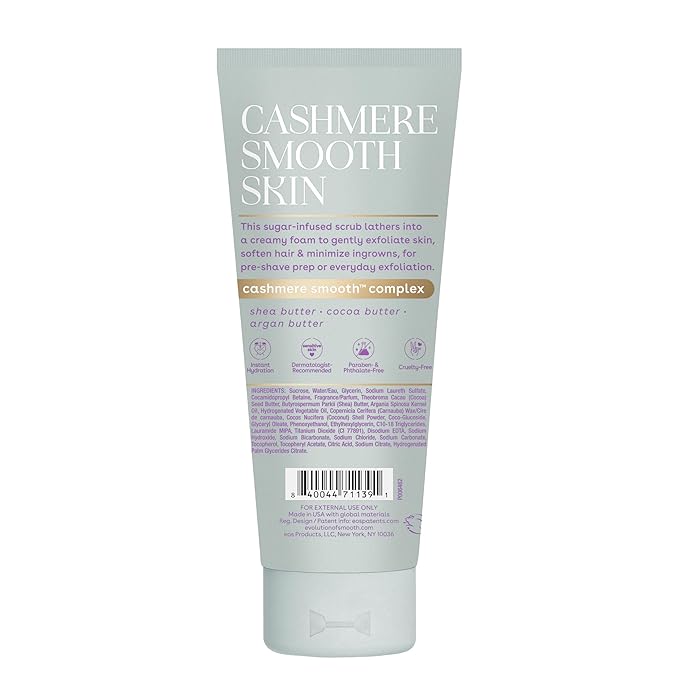 eos Cashmere Skin Collection Pre-Shave Scrub- Vanilla Cashmere, Exfoliating Body Scrub, Vanilla Body Scrub, Hydrating, Shea Sugar, 7 fl oz