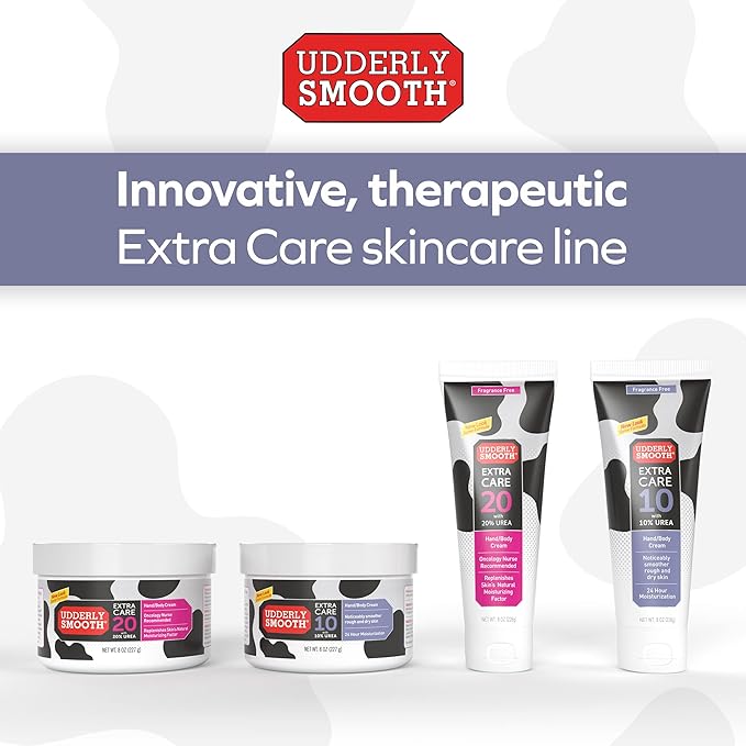 Udderly Smooth Extra Care 10 Hand/Body Deep Moisturizing Cream with 10% Urea, Unscented, 8 Ounce (Pack of 2)
