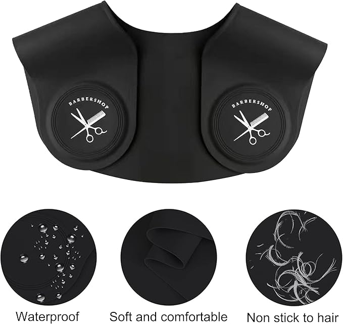 Black Large Hair Cutting Collar, Silicone Weighted Hair Dye Collar, Silicone Haircut Guard Shield, Rubber Neck Wrap, Barber Shop Hair Cutting Pad for Salon Hairdressing Hair Coloring