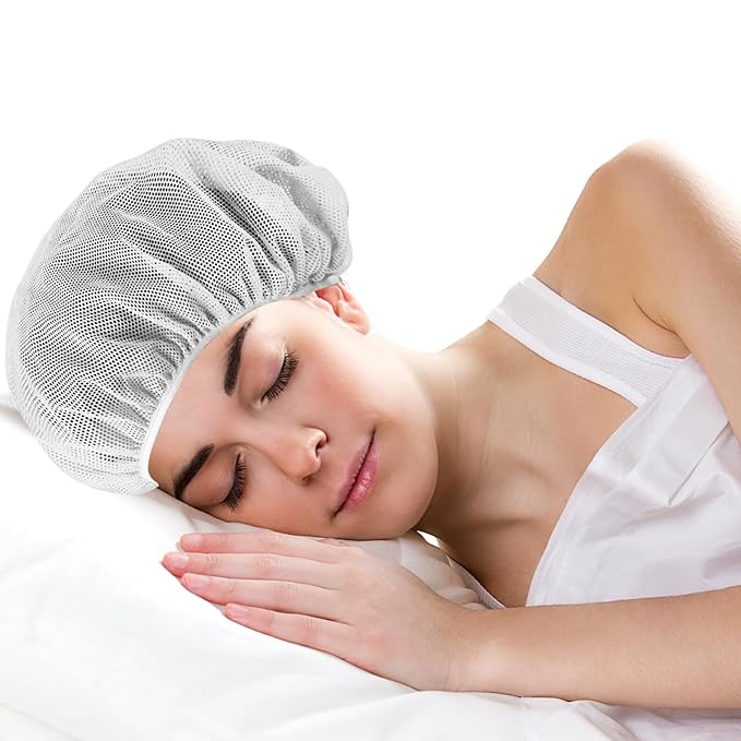 4 Pcs Mesh Sleep Bonnets Cap for Women - Night Sleep Cap Dust-Proof Hair Net Hats for Bath Clean Wash Face