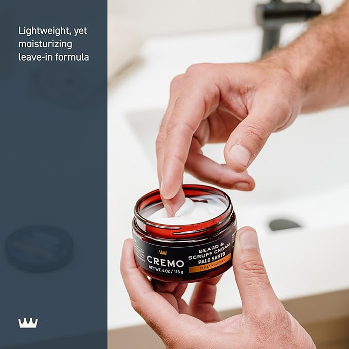 Cremo Beard & Scruff Cream,Palo Santo (Reserve Collection),4 oz - Soothe Beard Itch,Condition and Offer Light-Hold Styling for Stubble and Scruff (Product Packaging May Vary),(Pack of 2)