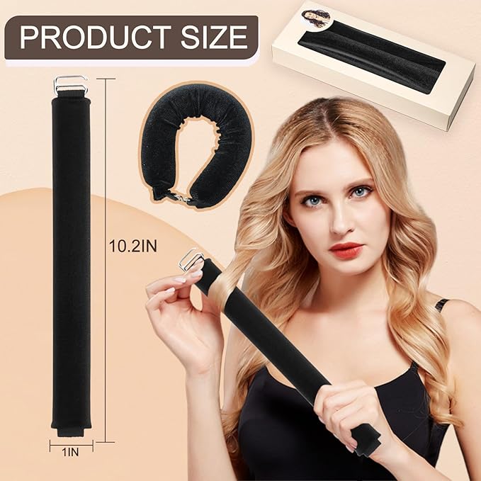 Heatless Curling Kit: Curling Rod, Headband Curler, Ribbon with Hook - Easy to Use for Overnight Curl Styling (2Pcs)