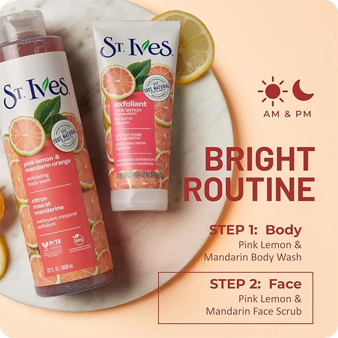 St Ives Scrub, Even & Bright Pink Lemon & Mandarin Orange 6 Ounce (Pack of 3) by St. Ives