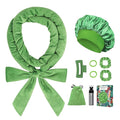 Heatless Curls Overnight Hair Curlers to Sleep In, 9 PCS Velvet Heatless Hair Curler Overnight Curls for Women Long medium Hair Volumes, Heatless Curling Waves Set with Sleep Bonnet - Green