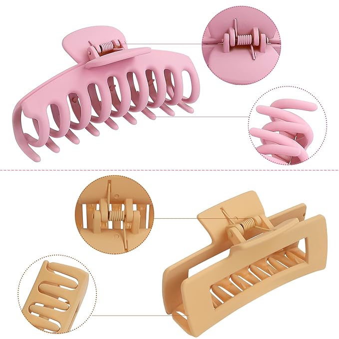 laxizar Claw Clip Hair Clip 8 Pack 4.3 Inch Rectangular Hair Clips for Women Girls Large Hair Jaw Clips Hair Clamps
